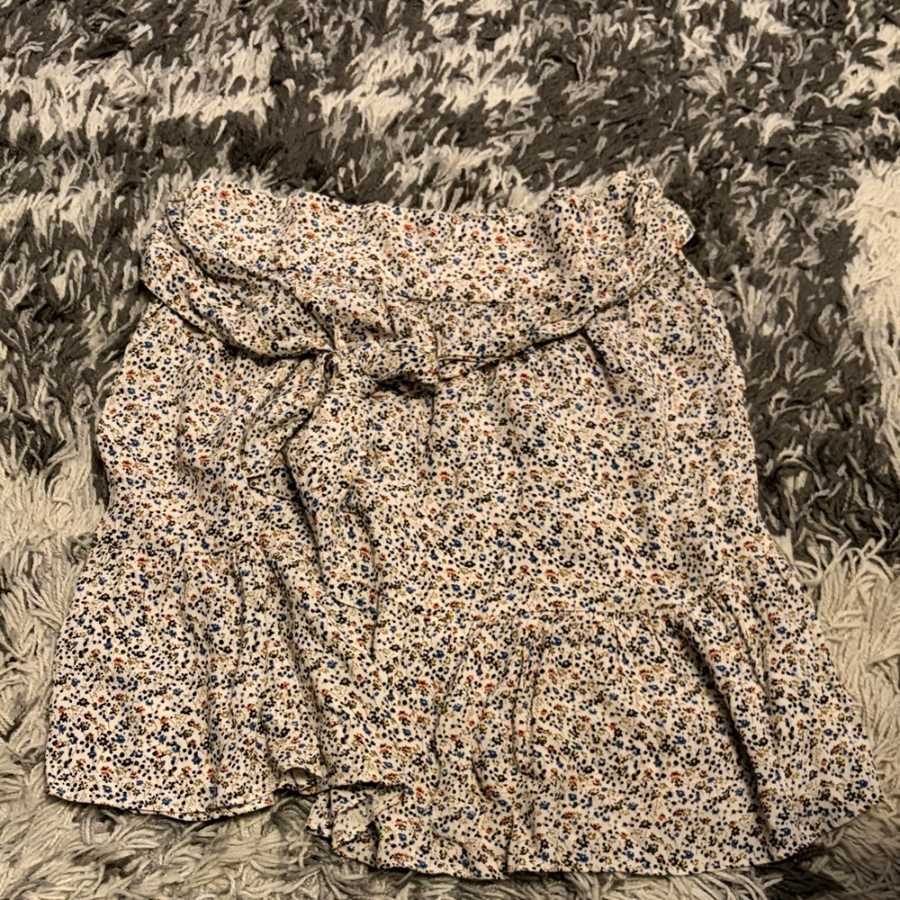 Madewell Cream Skirt with Blue & Orange Floral Print